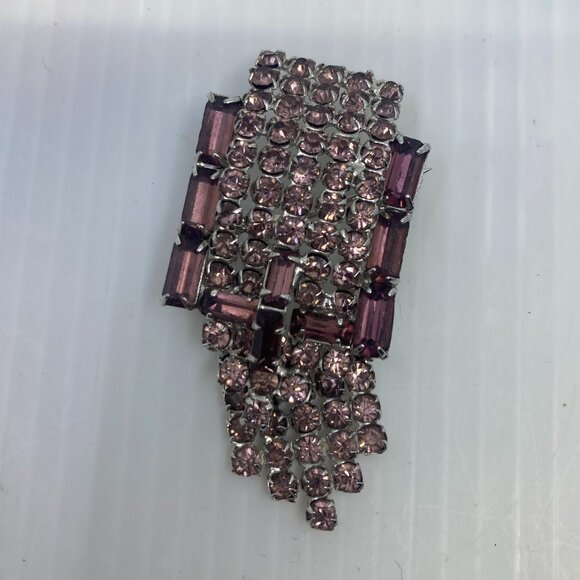Vtg 1950 CONTINENTAL ? lilac rhinestone crystal brooch - Picture 1 of 2